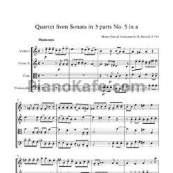 Ноты Генри Пёрселл - Трио-соната №5 в трёх частях ля минор (Z 794) - предпросмотр