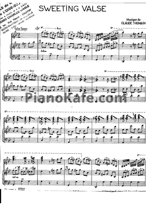Ноты Claude Tomain - Sweeting vals - PianoKafe.com