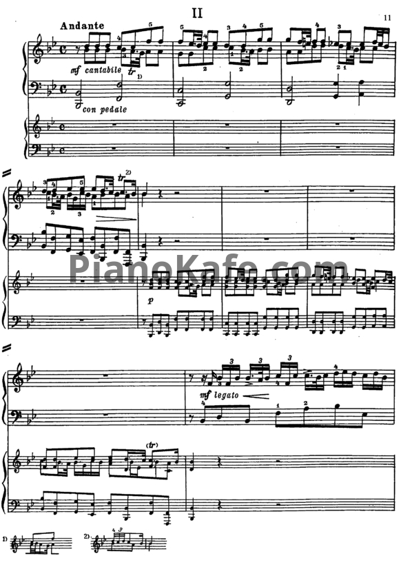Ноты Георг Гендель - Концерт для фортепиано с оркестром фа мажор. Часть 2 - PianoKafe.com