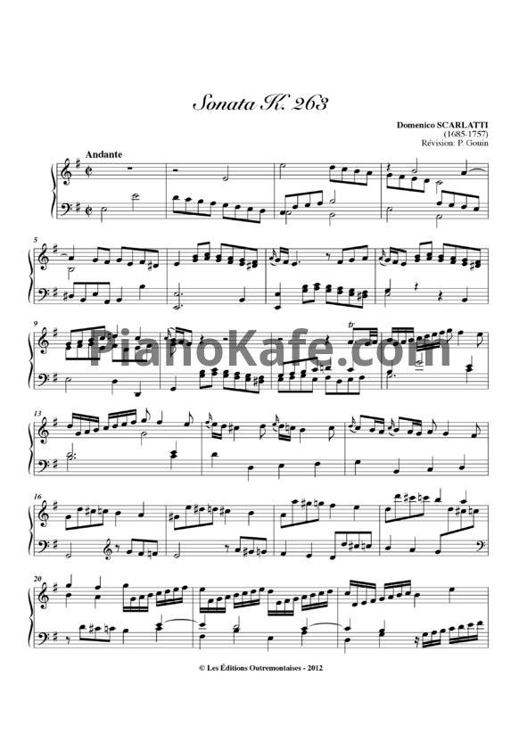Ноты Д. Скарлатти - Соната K263 - PianoKafe.com