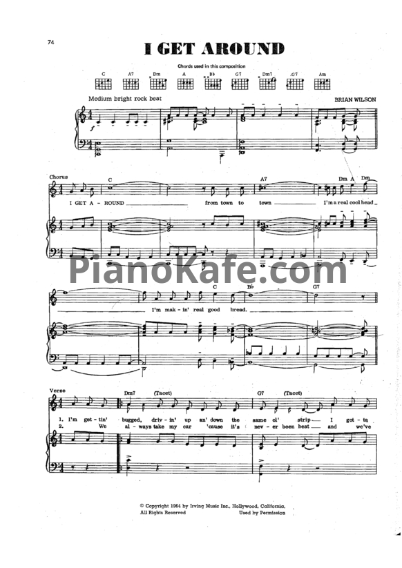 Ноты The Beach Boys - I get around - PianoKafe.com