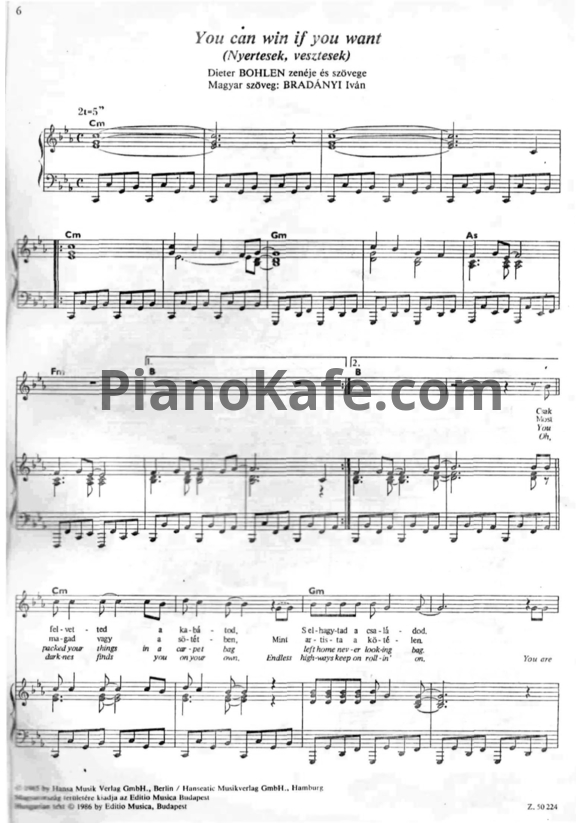 Ноты Modern Talking - You can win if you want - PianoKafe.com