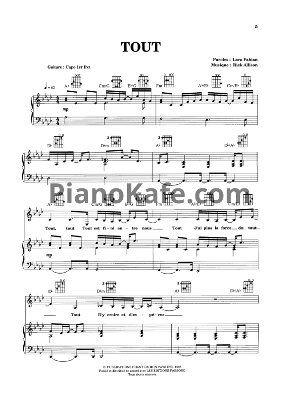 Ноты Lara Fabian - Pure (Книга нот) - PianoKafe.com