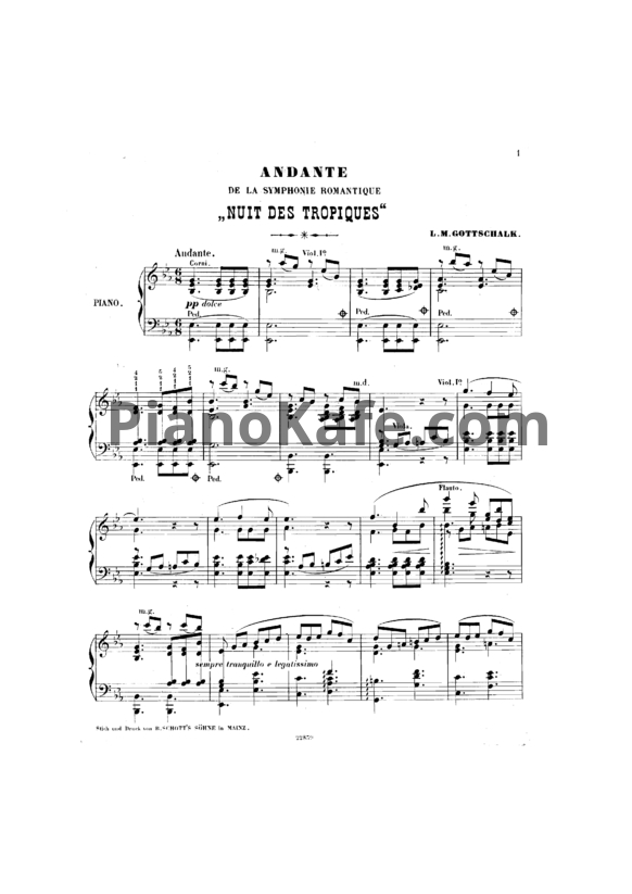 Ноты Луи Моро Готшалк - Симфония №1 "La nuit des tropics" - PianoKafe.com
