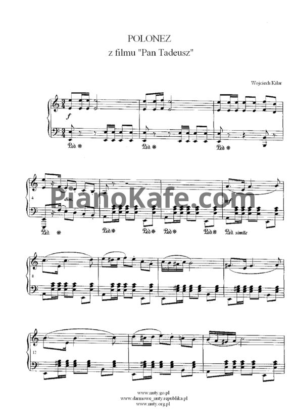 Ноты Wojciech Kilar - Polonez - PianoKafe.com