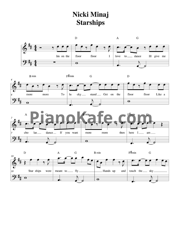 Ноты Nicki Minaj - Starships - PianoKafe.com