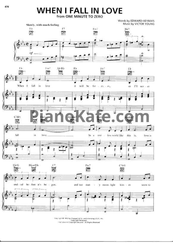 Ноты Victor Young - When I fall in love - PianoKafe.com