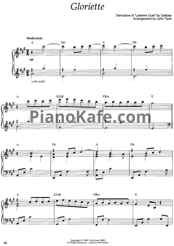 Ноты John Tesh - Gloriette - PianoKafe.com