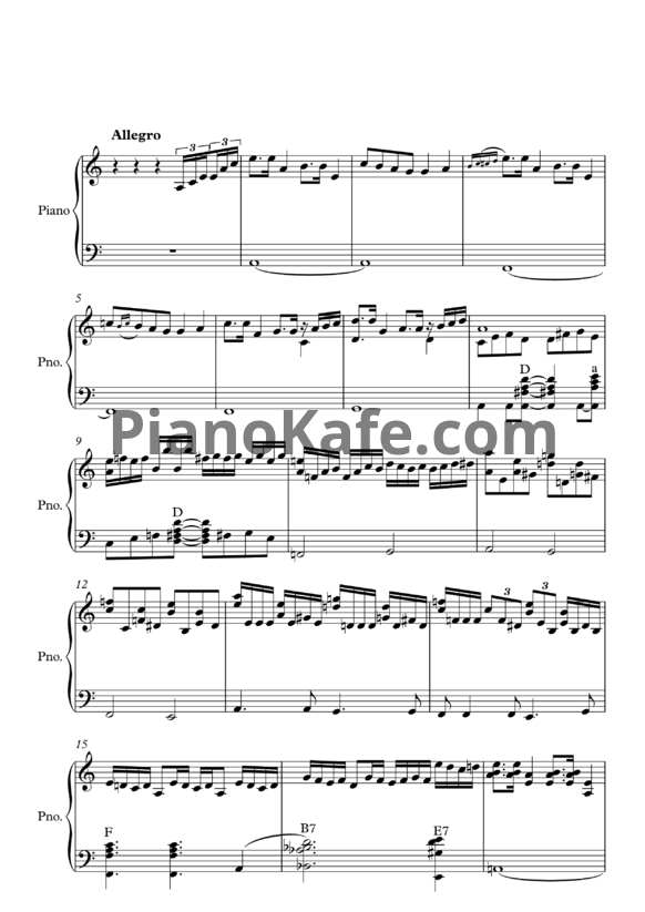 Ноты Группа "Ноль" - Человек и кошка (Обработка Алексей Латышенок) - PianoKafe.com