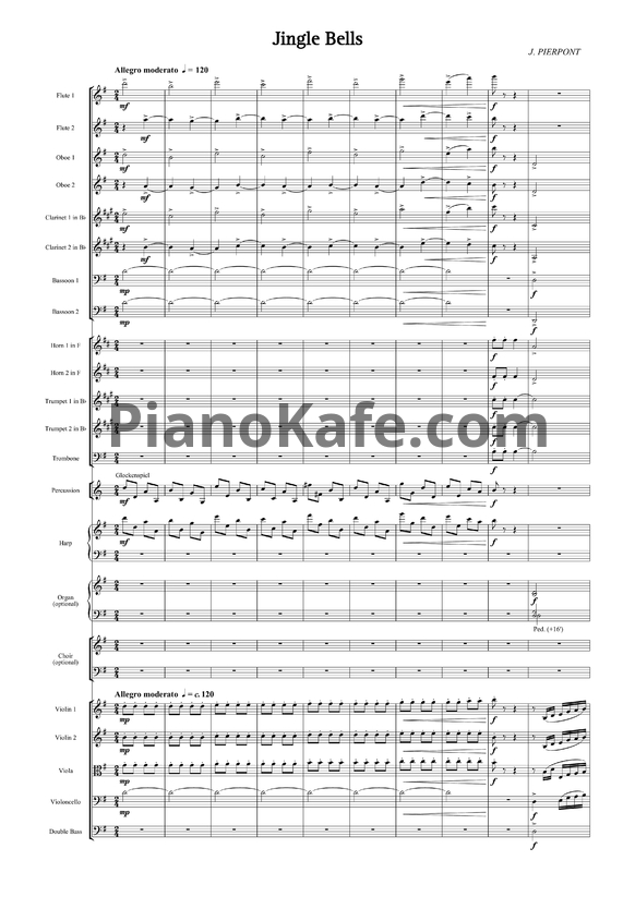 Ноты James Pierpont - Jingle Bells (Партитура и голоса) - PianoKafe.com