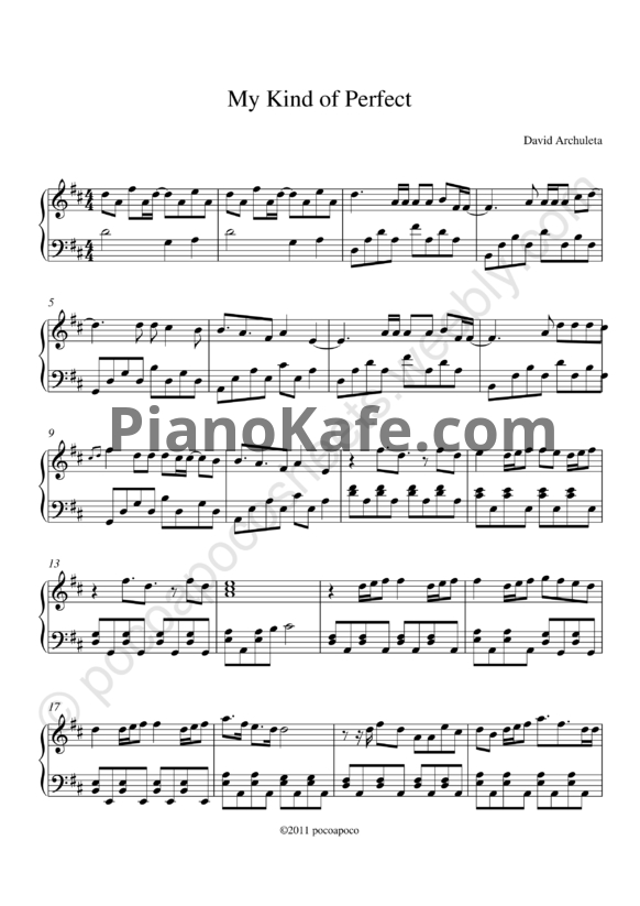 Ноты David Archuleta - My kind of perfect - PianoKafe.com