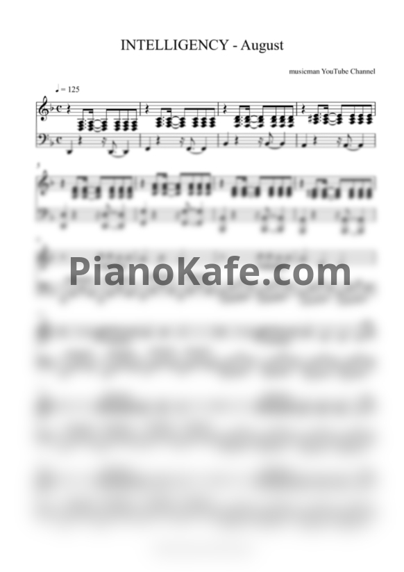 Ноты Intelligency - August (mm cover) - PianoKafe.com