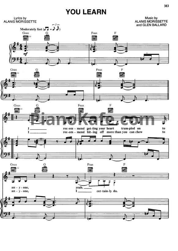 Ноты Alanis Morissette - You learn - PianoKafe.com