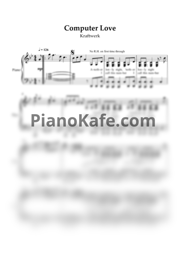 Ноты Kraftwerk - Computer love (Piano solo) - PianoKafe.com