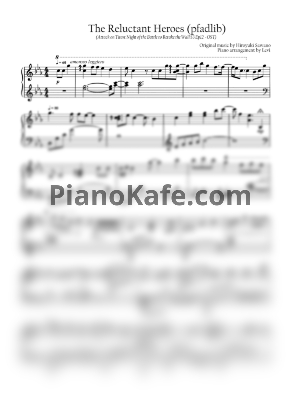 Ноты Hiroyuki Sawano - The Reluctant Heroes (pfadlib) - PianoKafe.com