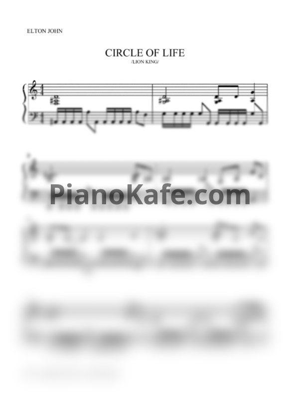 Ноты Elton John - Circle of life (Версия 3) - PianoKafe.com