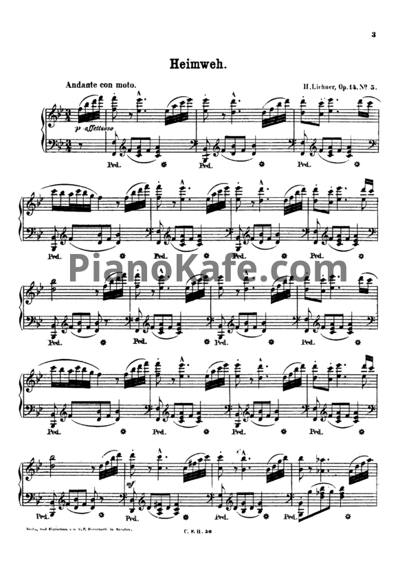 Ноты Генрих Лихнер - Heimweh (Op. 14 №5) - PianoKafe.com