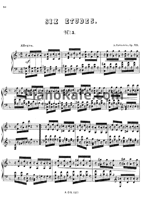 Ноты Антон Рубинштейн - Этюд (Op.23, №5) - PianoKafe.com