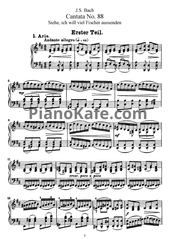 Ноты И. Бах - Кантата №88 "Siehe, ich will viel fischer aussenden" (BWV 88) - PianoKafe.com