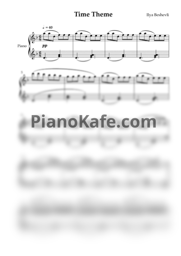 Ноты Ilya Beshevli - Time theme - PianoKafe.com