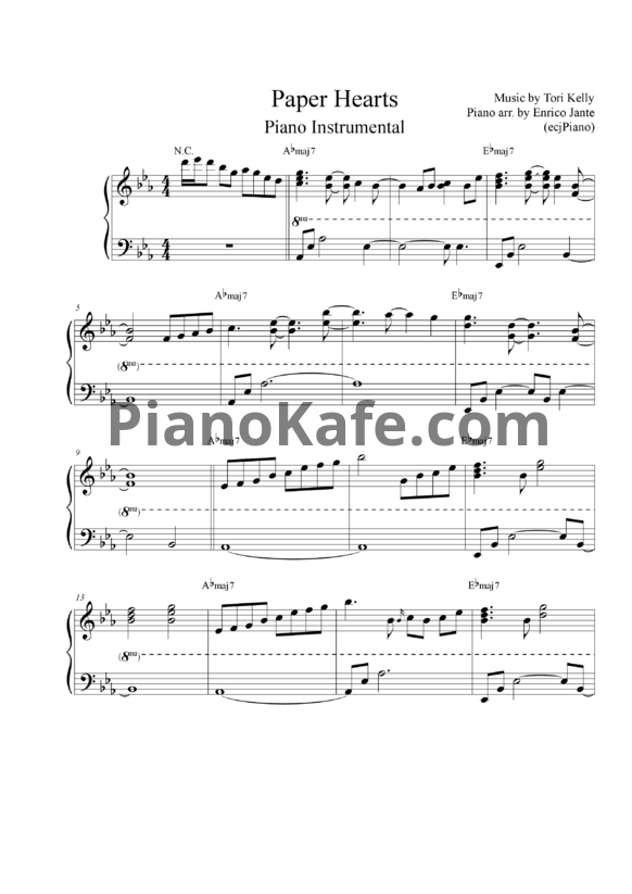 Ноты Tori Kelly - Paper hearts - PianoKafe.com
