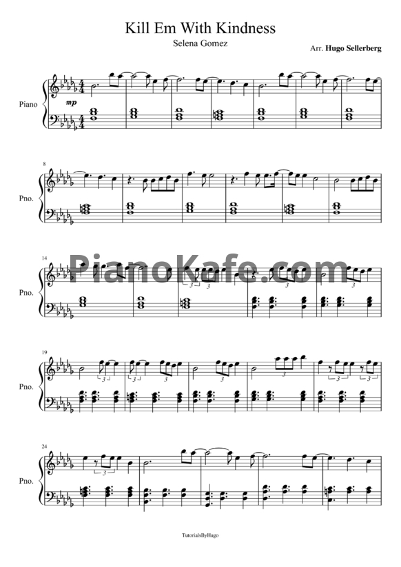 Ноты Selena Gomez - Kill em with kindness - PianoKafe.com