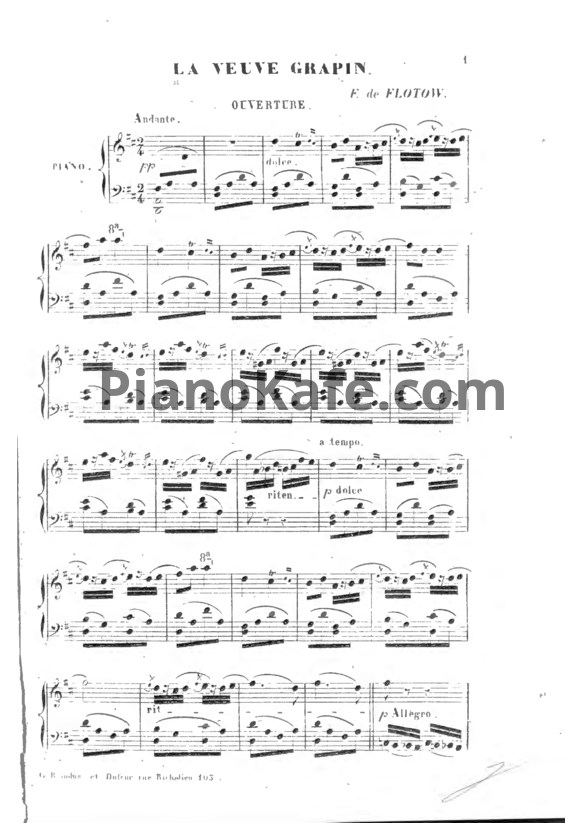 Ноты Фридрих фон Флотов - Оперетта "Вдова Грапен" - PianoKafe.com