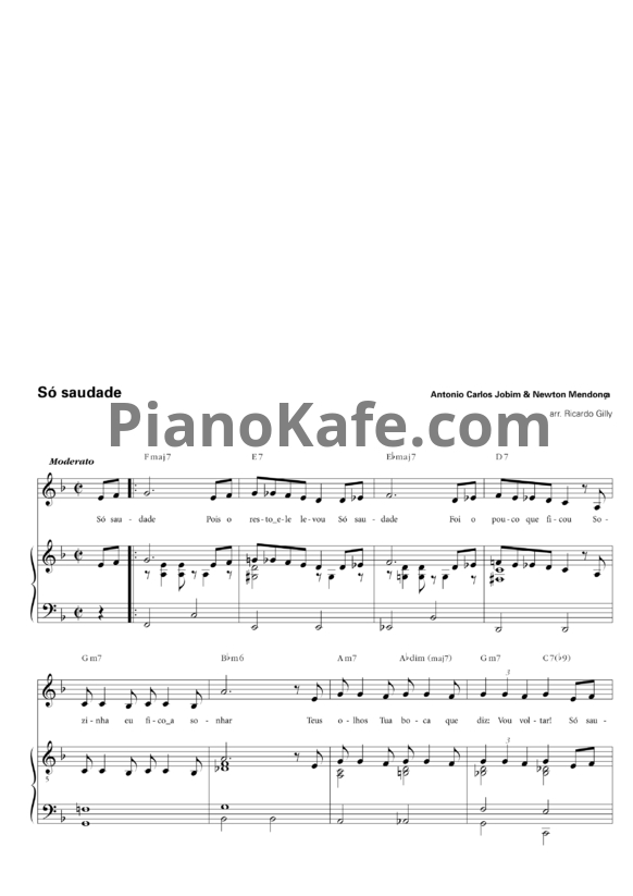 Ноты Antonio Carlos Jobim & Newton Mendonça - Só saudade - PianoKafe.com