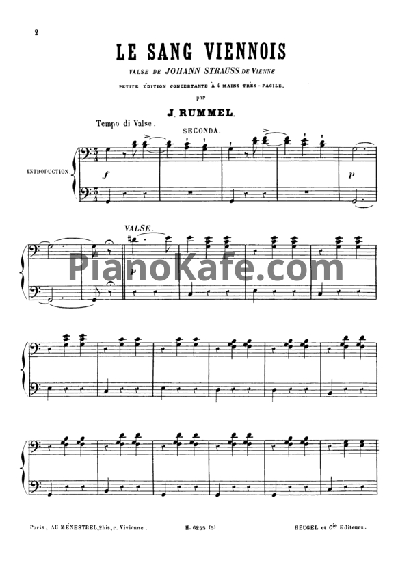 Ноты Иоганн Штраус (сын) - Вальс "Венская кровь" (Op. 354) для фортепиано в 4 руки - PianoKafe.com