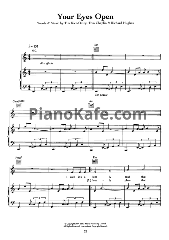 Ноты Keane - Your Eyes Open - PianoKafe.com