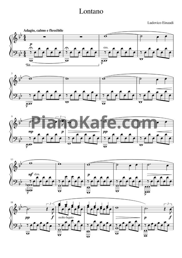 Ноты Ludovico Einaudi - Lontano - PianoKafe.com