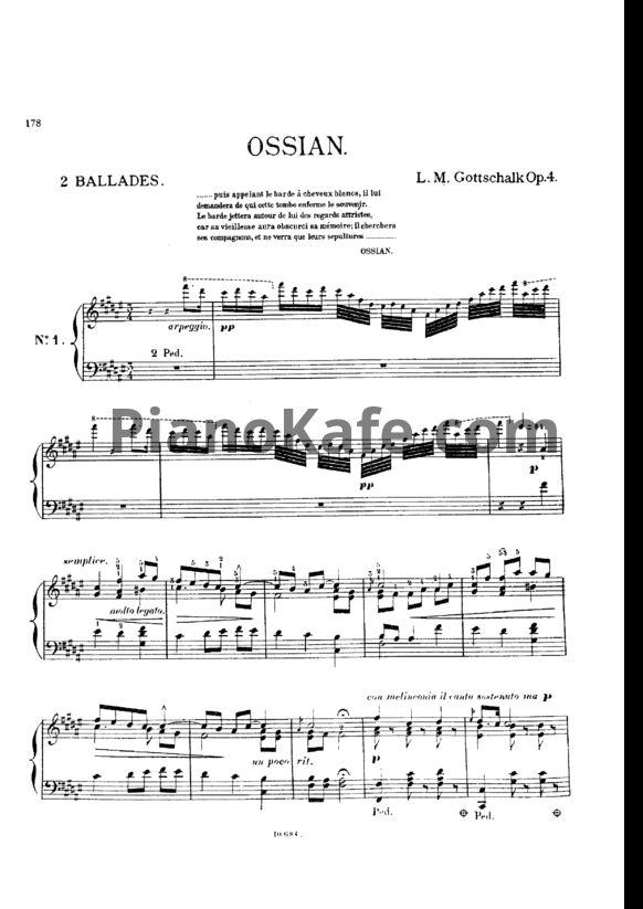 Ноты Луи Моро Готшалк - Ossian (Op. 4) - PianoKafe.com