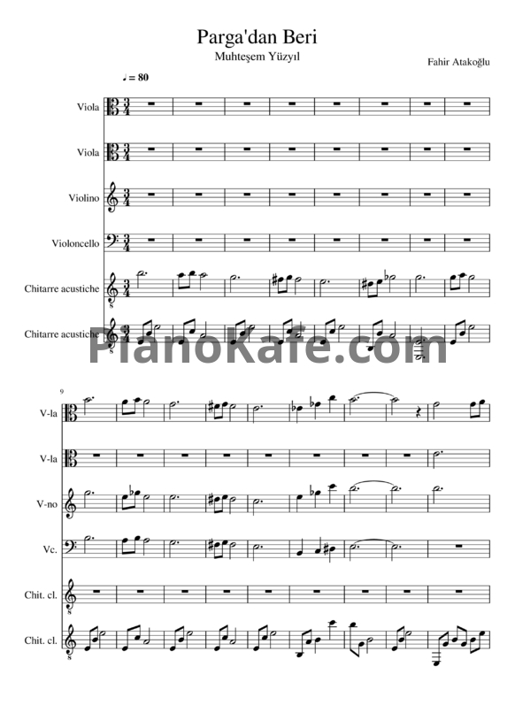 Ноты Fahir Arakohlu - Parga'dan Beri (Партитура) - PianoKafe.com