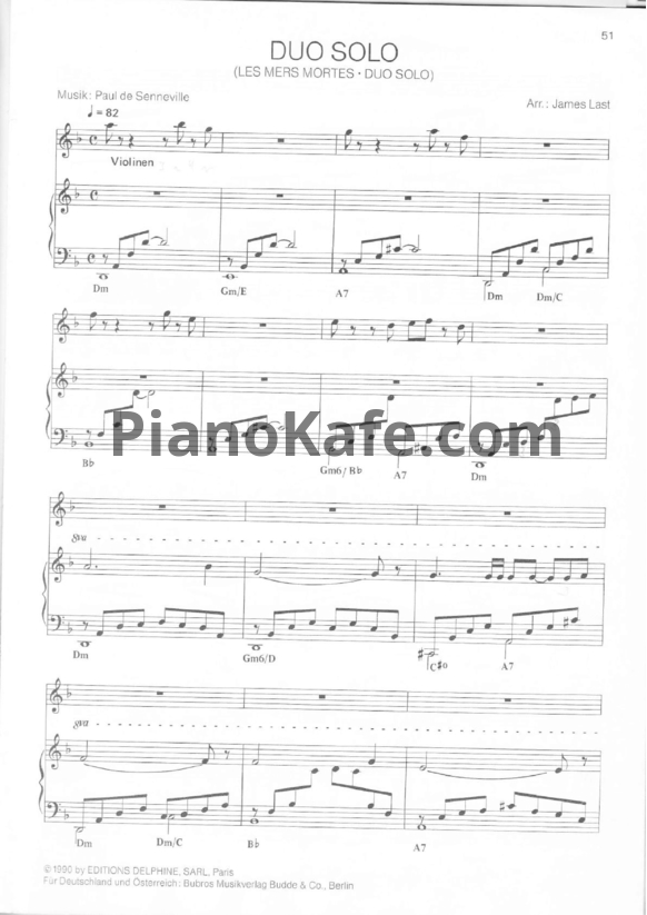 Ноты Paul de Senneville - Duo solo - PianoKafe.com