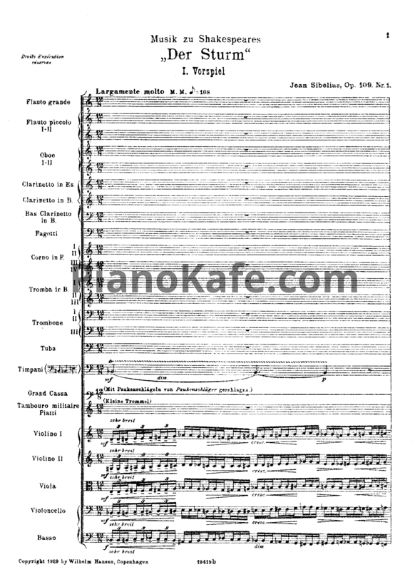 Ноты Ян Сибелиус - Буря (Op. 109, партитура) - PianoKafe.com