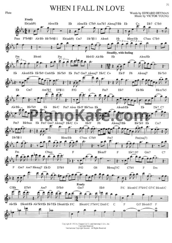 Ноты Celine Dion - When I fall in love (Переложение для флейты) - PianoKafe.com