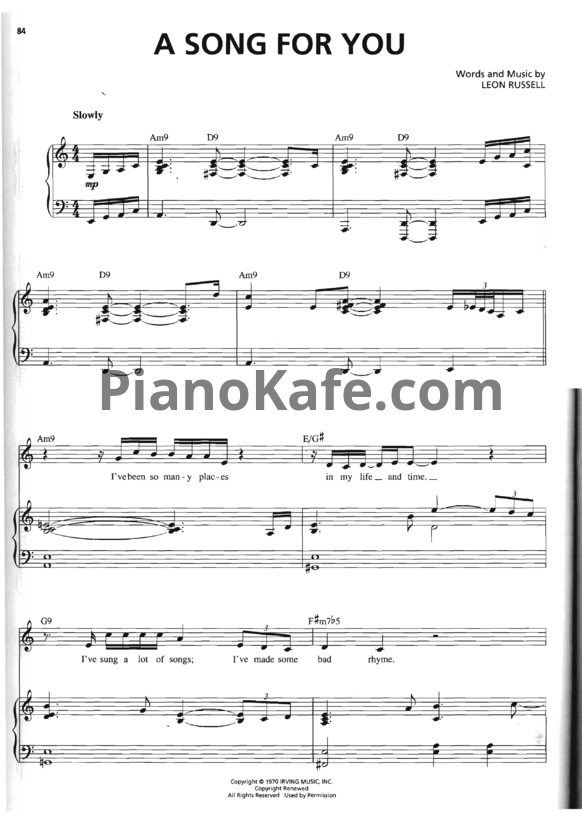 Ноты Michael Buble - A song for you - PianoKafe.com