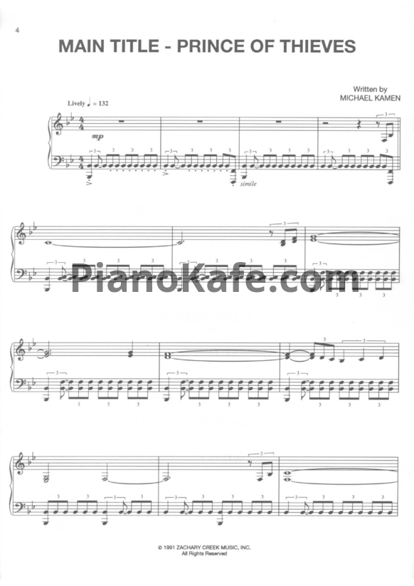 Ноты Michael Kamen - Robin Hood, Prince of thieves (Книга нот) - PianoKafe.com