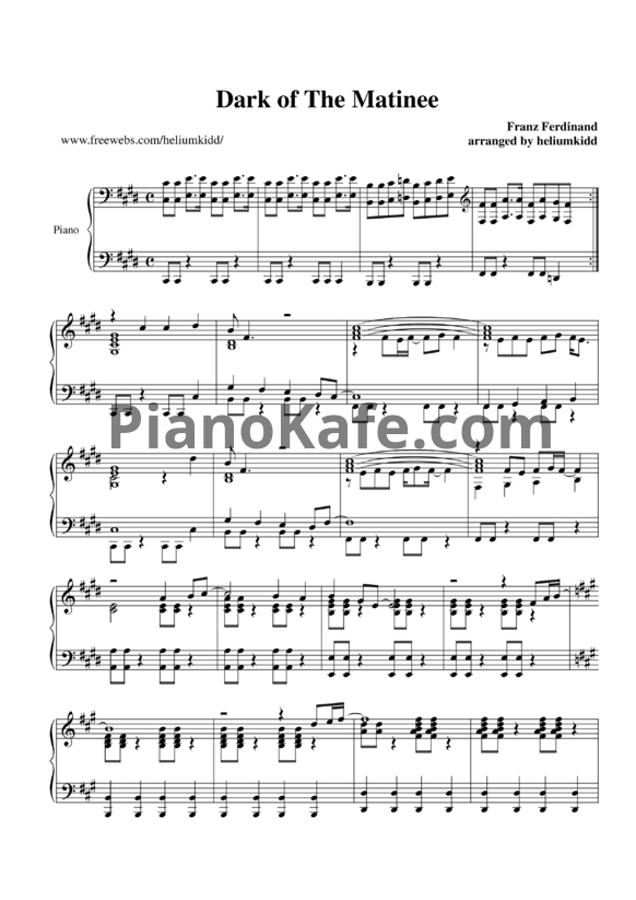 Ноты Franz Ferdinand - The dark of the matinee - PianoKafe.com