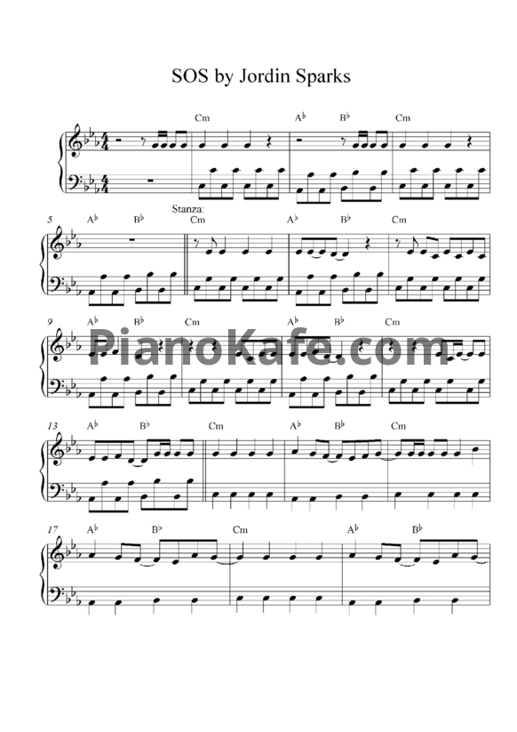 Ноты Jordin Sparks - SOS - PianoKafe.com