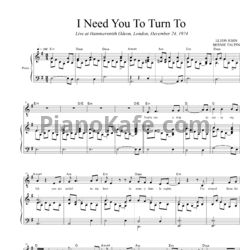 Ноты Elton John - I need you to turn to - предпросмотр