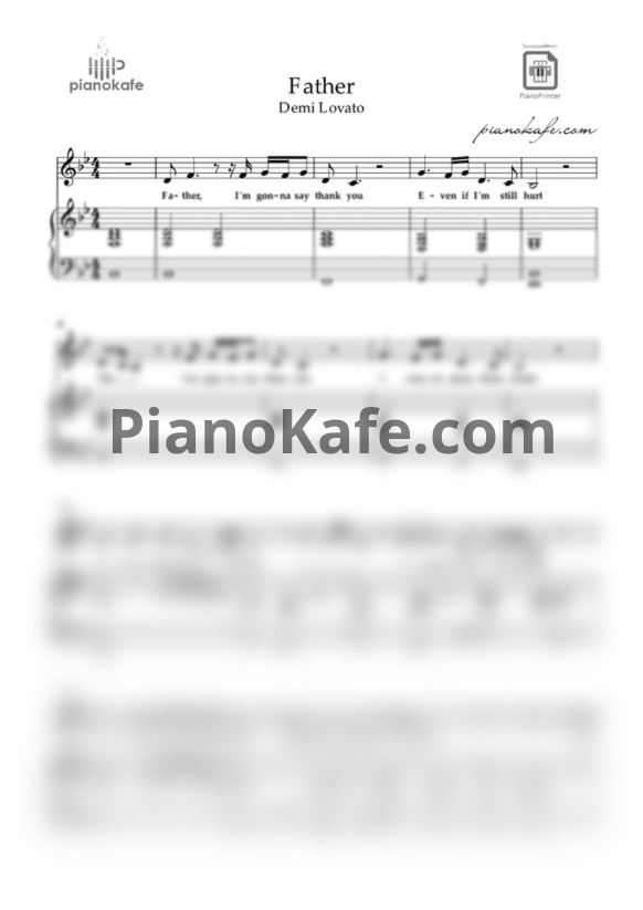 Ноты Demi Lovato - Father - PianoKafe.com
