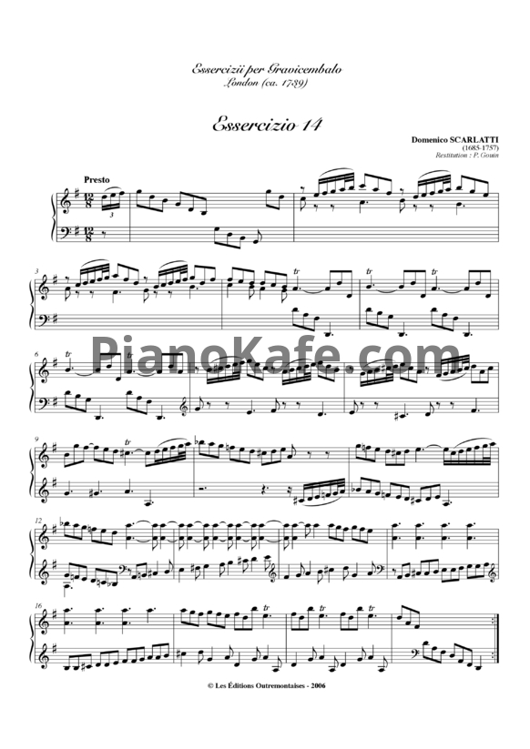 Ноты Д. Скарлатти - Соната K14 - PianoKafe.com