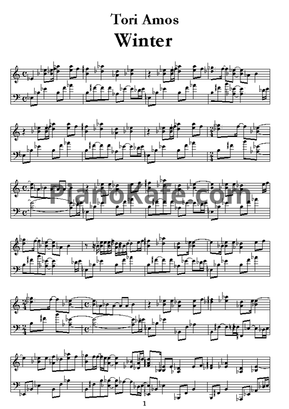 Ноты Tori Amos - Winter - PianoKafe.com