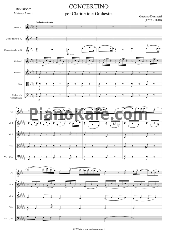 Ноты Gaetano Donizetti - Concertino for clarinet and orchestra - PianoKafe.com