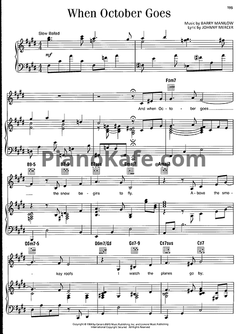 Ноты Barry Manilow - When october goes - PianoKafe.com