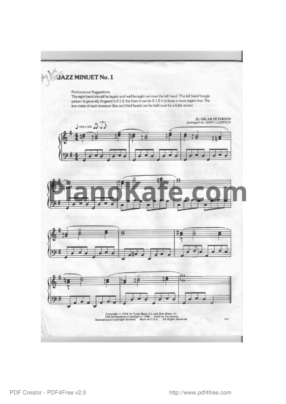 Ноты Oscar Peterson - Highlights jazz piano - PianoKafe.com