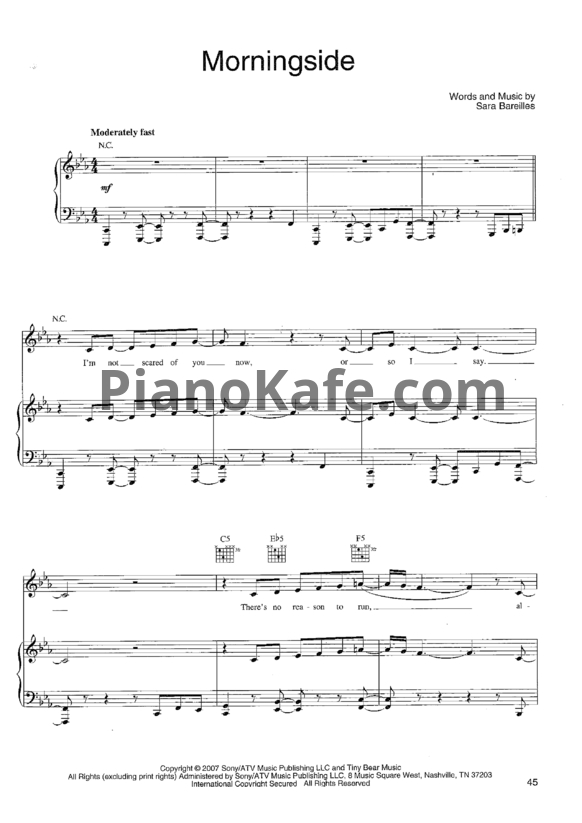 Ноты Sara Bareilles - Morningside - PianoKafe.com