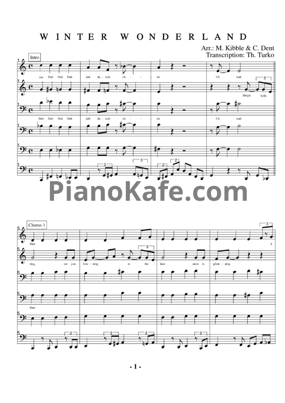 Ноты Take 6 - Winter wonderland - PianoKafe.com