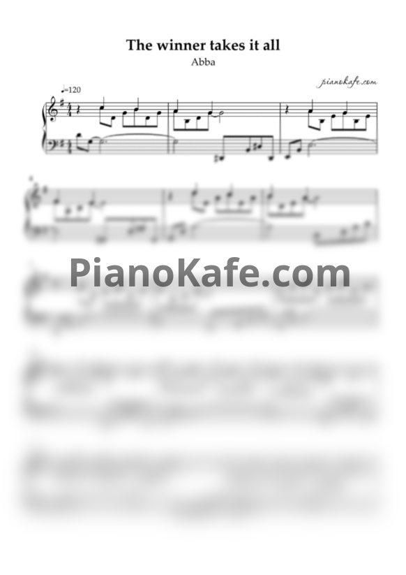 Ноты Abba - The winner takes it all - PianoKafe.com